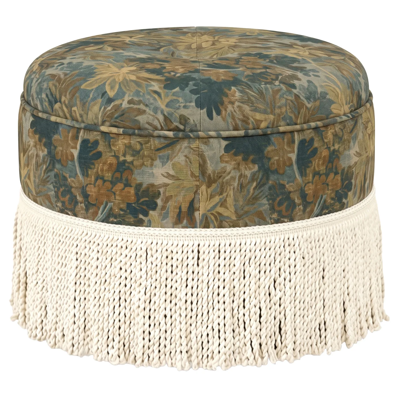 Anslie Verdant Tapestry Velvet Ottoman
