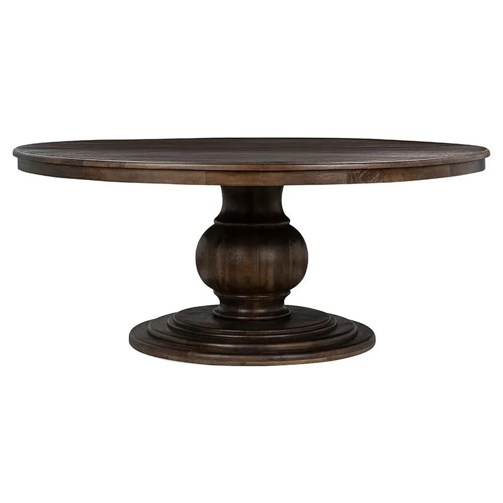 Berlin Updated Traditional Brown Mango Wood Round Dining Table - 72"