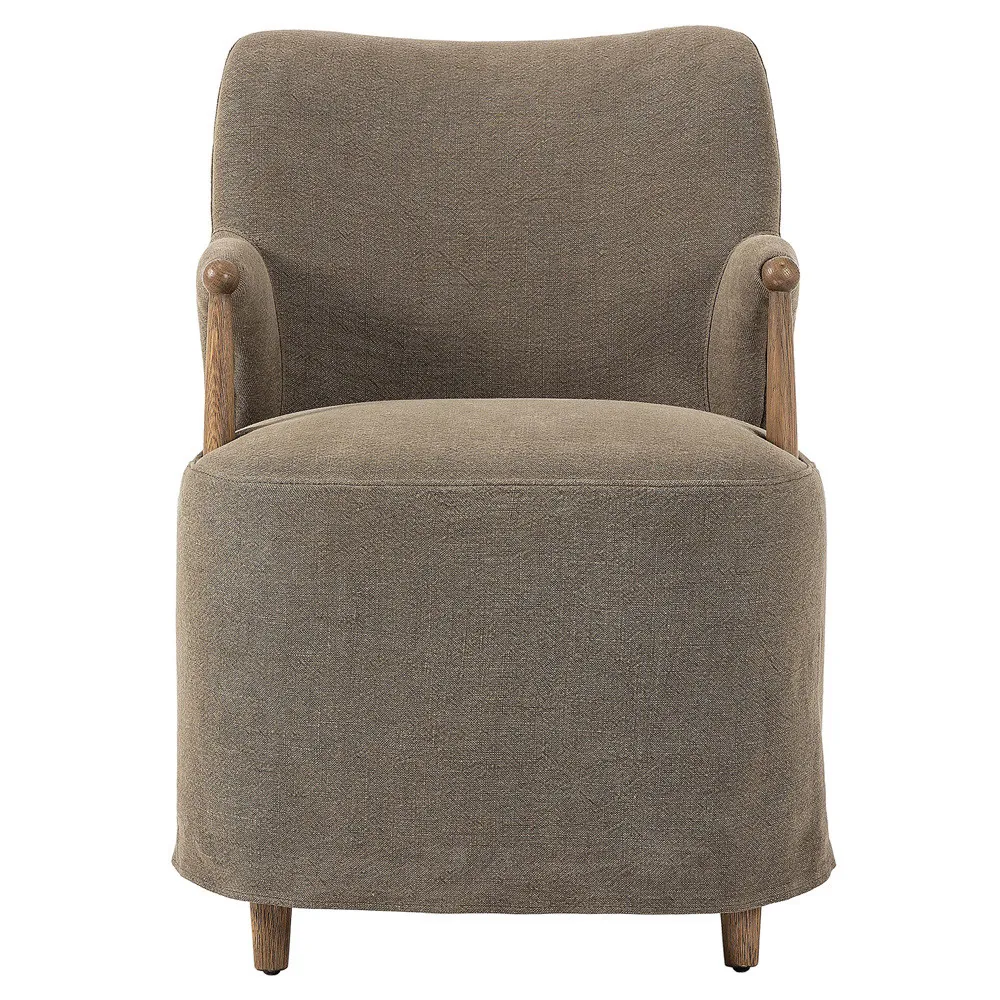 Brently Broadway Olive Linen Dining Chair