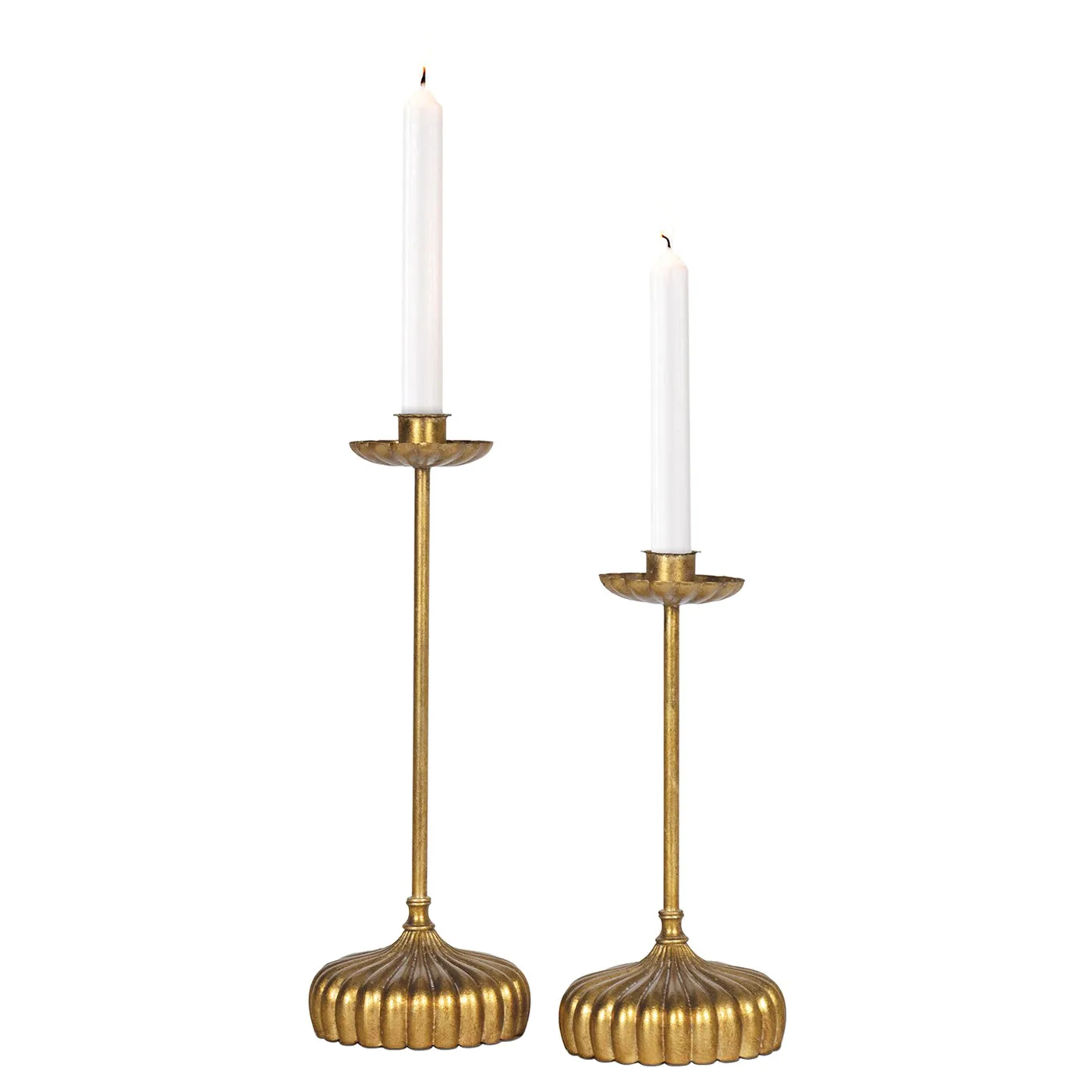 Clove French Country Antique Gold Leaf Candle Holder - Set of 2