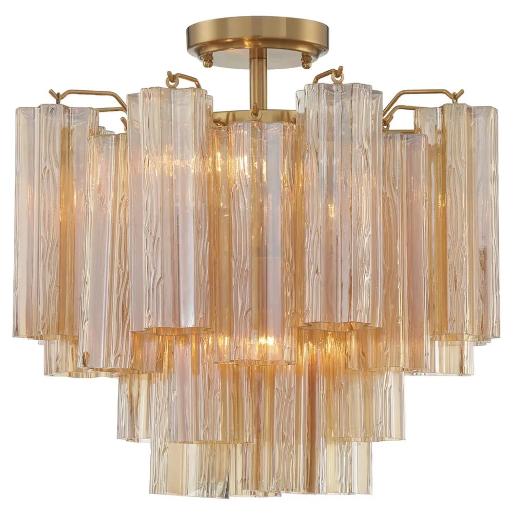 Corin Updated Traditional Amber Glass 4 Light Chandelier