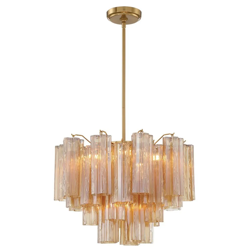 Corin Updated Traditional Amber Glass 6 Light Chandelier