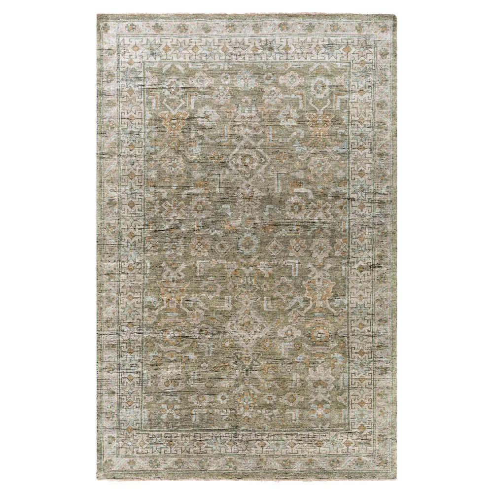 Franchesca French Country Green Wool Oushak Patterned Hand Knotted Rug - 10'x14'