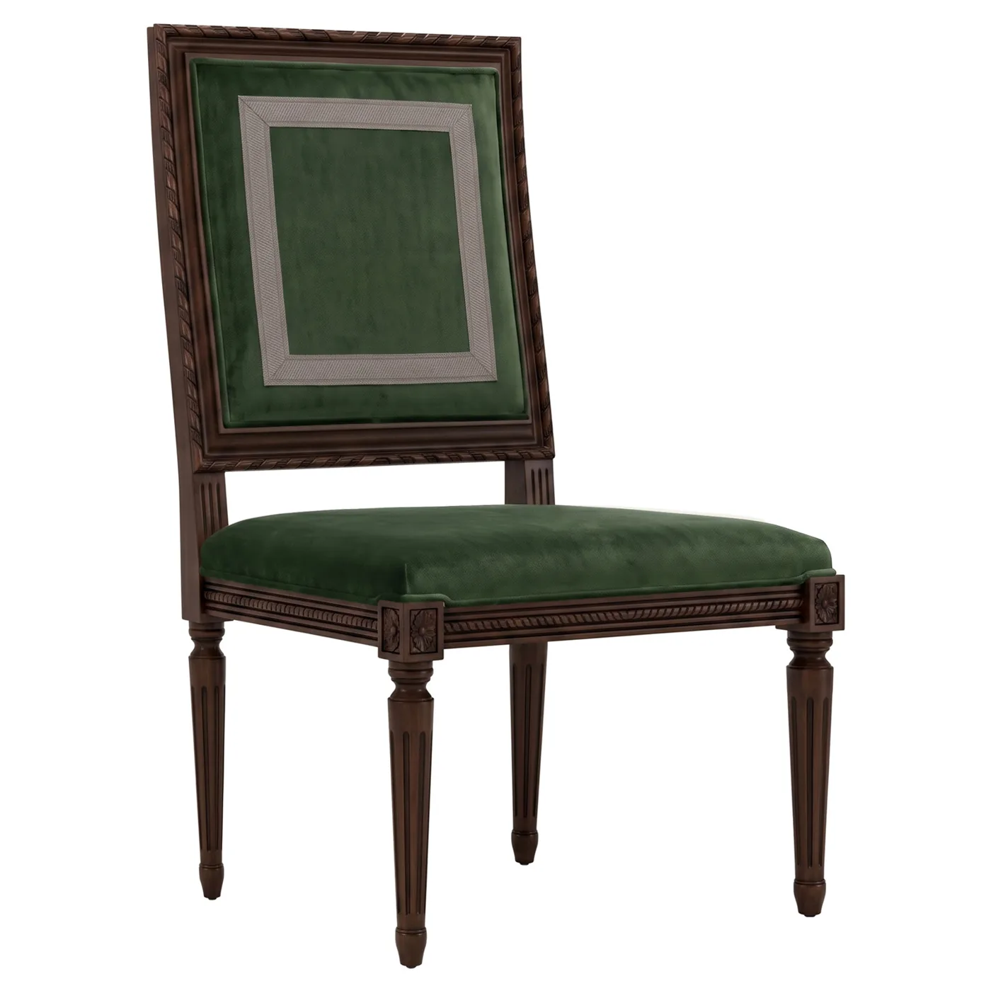 Marielle Fern Green Performance Velvet Sussex Brown Side Chair