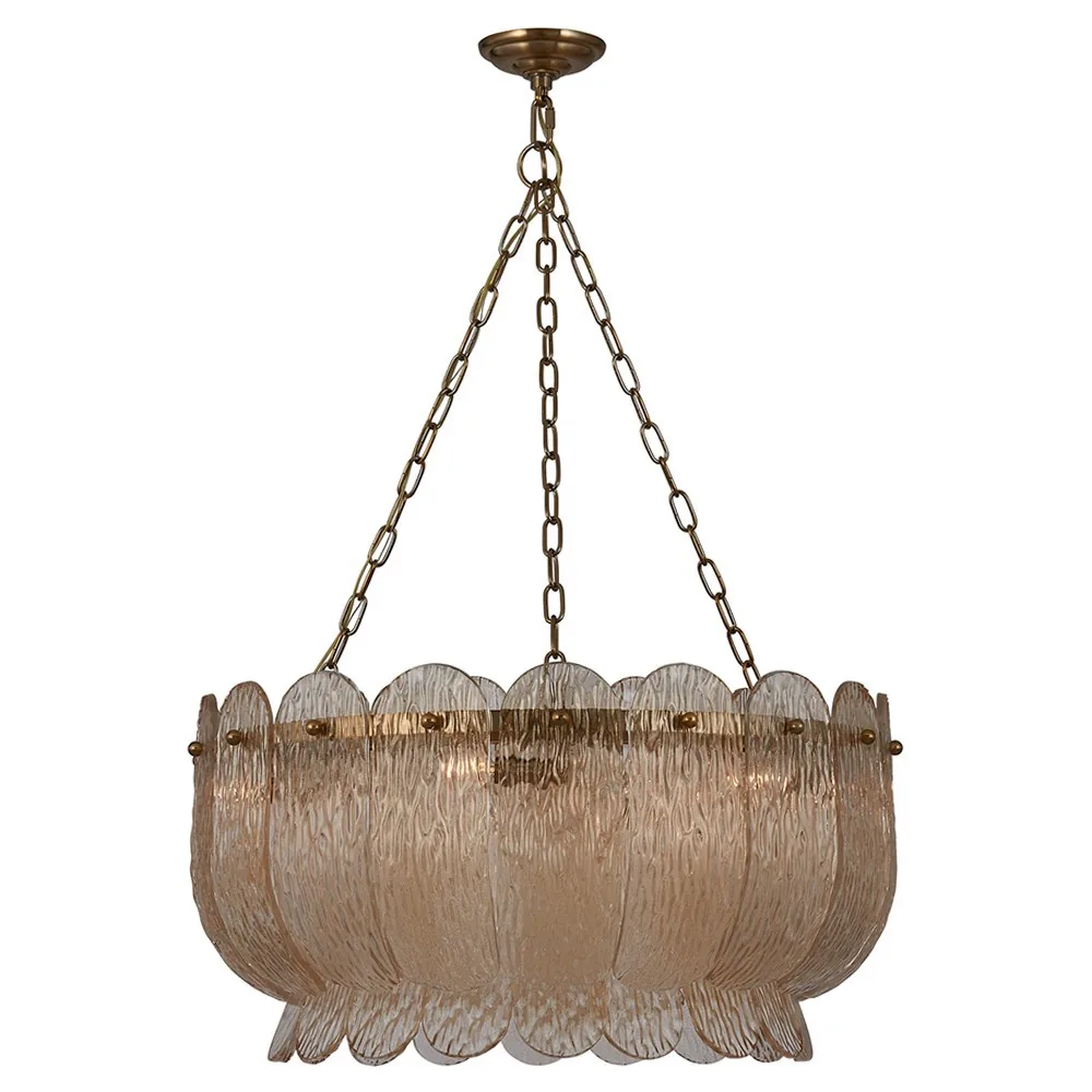 Valeria Updated Traditional Brass Amber Glass Chandelier - 28"