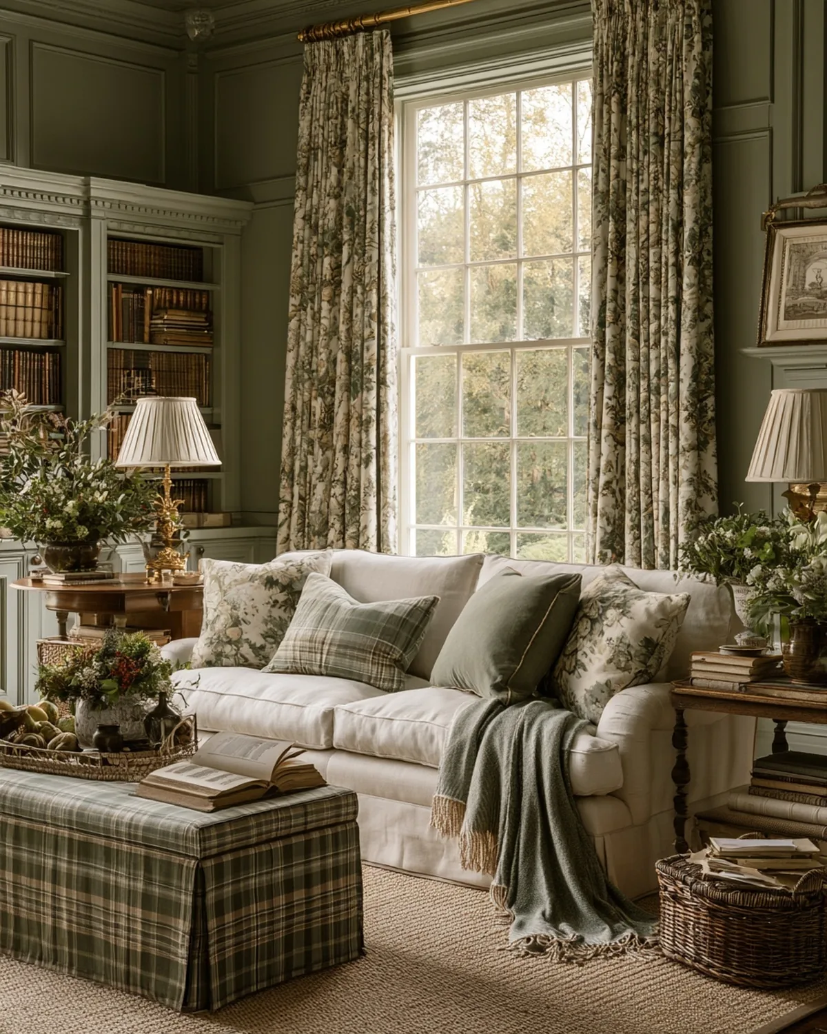 Room with aged wood and antique textiles